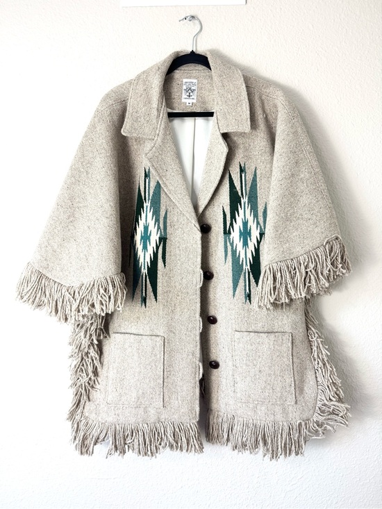 Toteme Jackets & Blazers - Ortega’s Wool Tan Fringe Coat Cape Poncho Size Medium